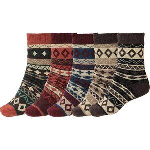 BenSorts Women 5 Packs Vintage B Winter Thick Socks Thick Warm Boots Socks